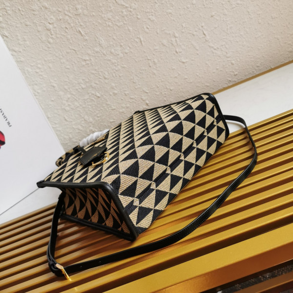 Pra*a small symbole jacquard fabric handbag