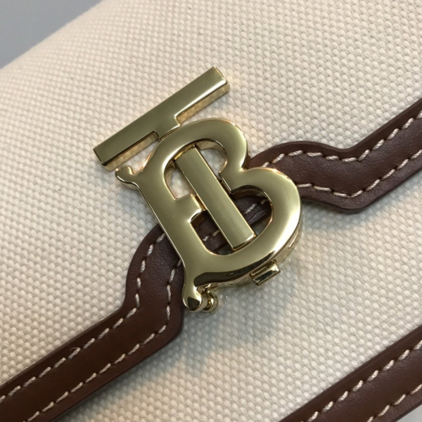 B**rry two-tone canvas and leather tb bag