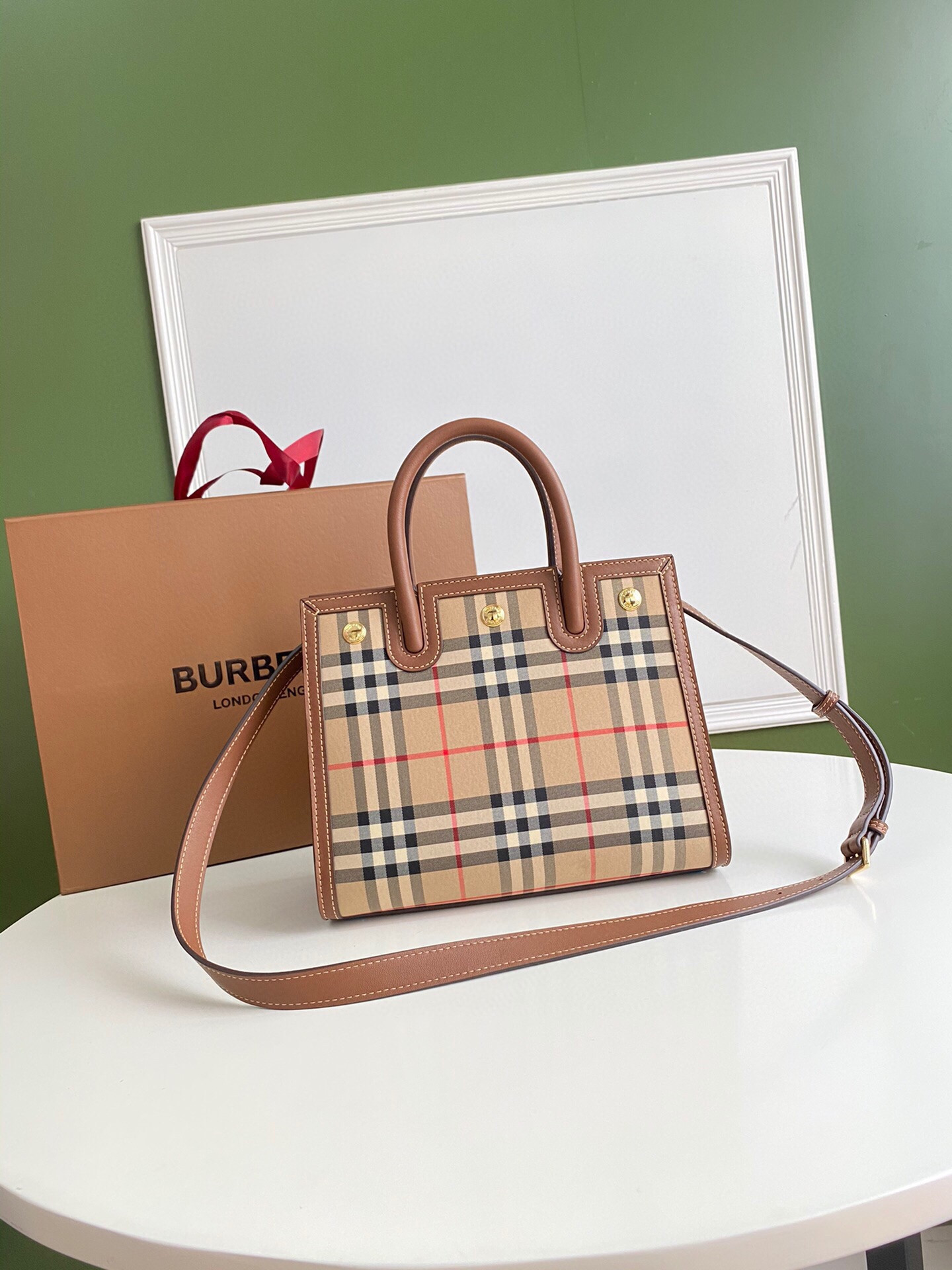 B**rry mini vintage check two-handle title bag