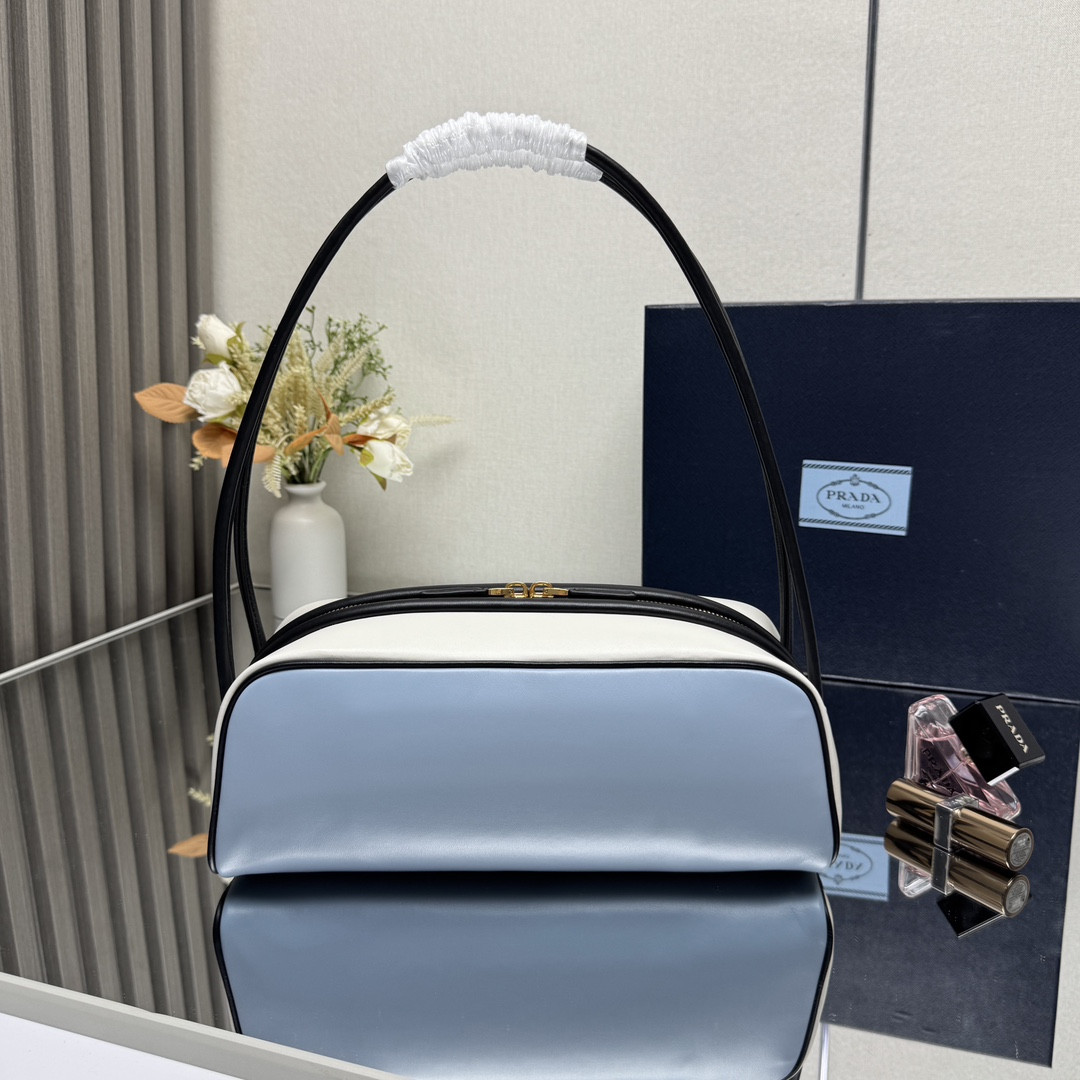 Pra*a swing smooth leather shoulder bag-28*11.5*10cm